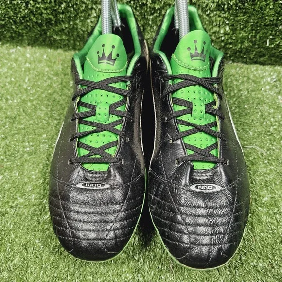 Puma King SL Finale FG Black Leather Green Soccer Football Cleats Mens Size 8.5